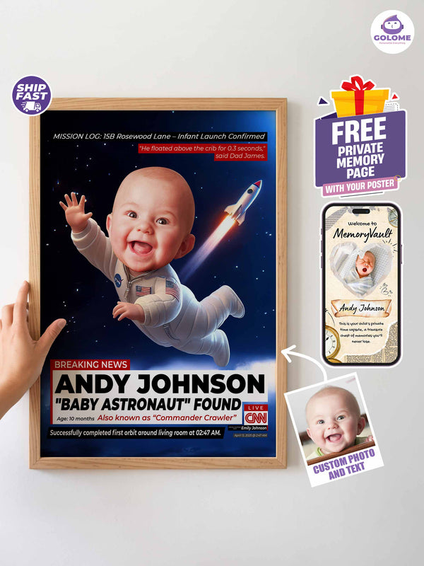 Custom Baby Astronaut Poster – Personalized Space Explorer Wall Art